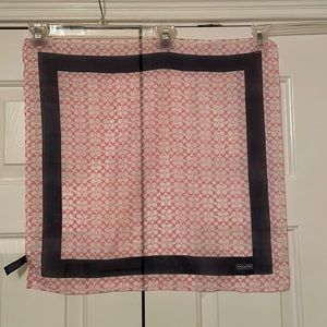 Coach Authentic Signature Scarf in Pink & White w/ Navy Border